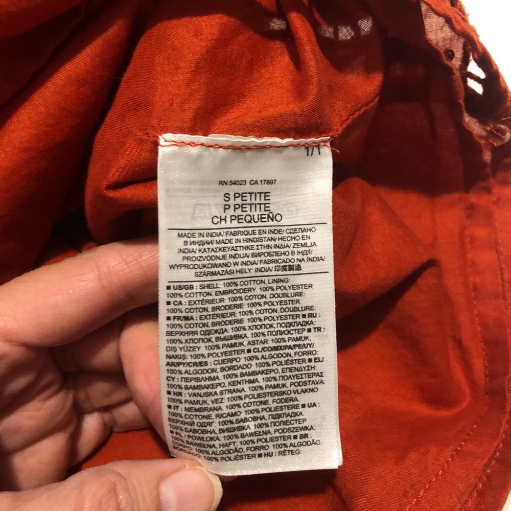 Banana Republic Orange Red Embroidered Strappy Sleeveless Summer Top v neck - Picture 9 of 10